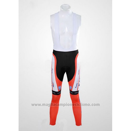 2012 Abbigliamento Ciclismo Katusha Bianco e Arancione Manica Lunga e Salopette